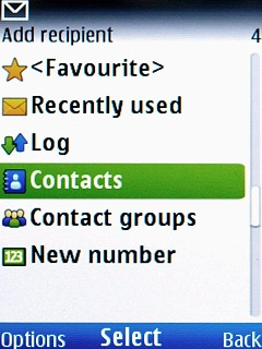 Scroll to Contacts and press the Navigation key.
