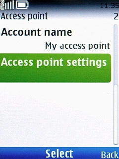 Scroll to Access point settings and press the Navigation key.