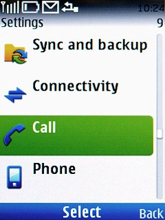 Scroll to Call and press the Navigation key.