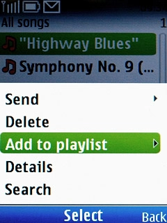 Scroll to Add to playlist and press the Navigation key.