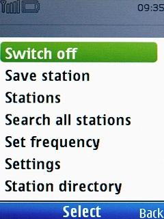 Scroll to Switch off and press the Navigation key to turn off the radio.