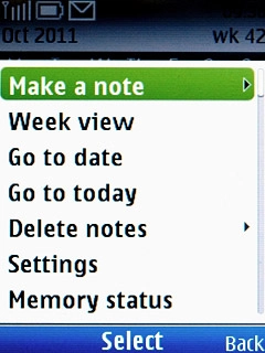 Scroll to Make a note and press the Navigation key.