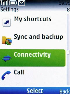 Scroll to Connectivity and press the Navigation key.