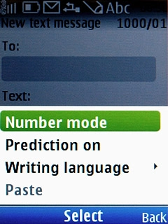 Scroll to Number mode and press the Navigation key.Key in the required numbers.