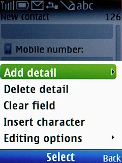 Scroll to Add detail and press the Navigation key.