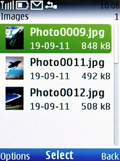 Highlight the required picture and press the Navigation key.