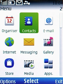 Scroll to Contacts and press the Navigation key.
