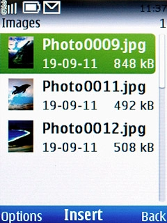 Highlight the required object and press the Navigation key.