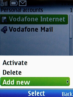 Scroll to Add new and press the Navigation key.