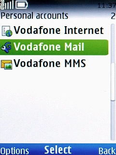 Scroll to Vodafone Mail and press Options.