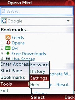 Scroll to Settings and press the Navigation key.