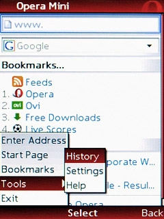 Scroll to History and press the Navigation key.