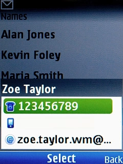 Highlight the required number and press the Navigation key.Write subject and text for your picture message.