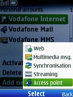 Scroll to Access point and press the Navigation key.