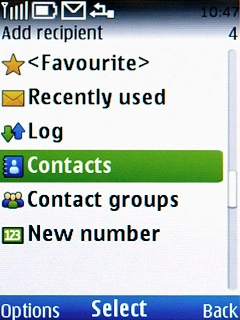 Scroll to Contacts and press the Navigation key.