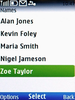 Highlight the required contact and press the Navigation key.Write the required text.