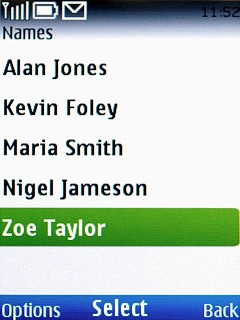 Highlight the required contact and press the Navigation key.