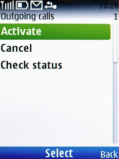 Scroll to Activate and press the Navigation key.Key in your barring password (default is 0000).