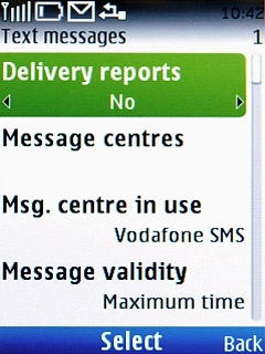 Scroll to Delivery reports and press the Navigation key.
