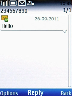 Highlight the required text message and press Options.