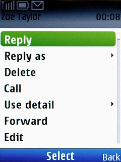 Scroll to Reply and press the Navigation key.Write the required text.