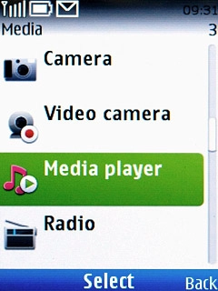 Scroll to Media player and press the Navigation key.