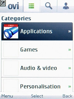 Highlight the required category and press the Navigation key.