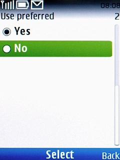 Scroll to No and press the Navigation key.