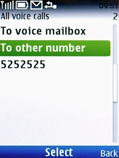 Scroll to To other number and press the Navigation key.