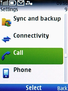 Scroll to Call and press the Navigation key.