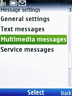 Scroll to Multimedia messages and press the Navigation key.
