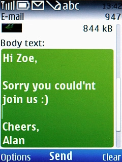 Scroll to Send and press the Navigation key.