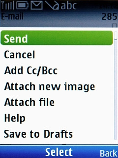Scroll to Send and press the Navigation key.