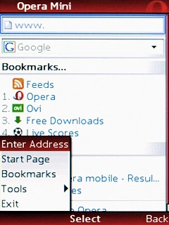 Scroll to Enter Address and press the Navigation key.