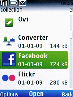 Scroll to Facebook and press the Navigation key.