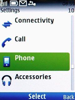 Scroll to Phone and press the Navigation key.