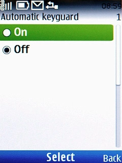 Highlight On or Off and press the Navigation key.
