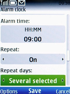 Scroll to Repeat days and press Navigation key right.