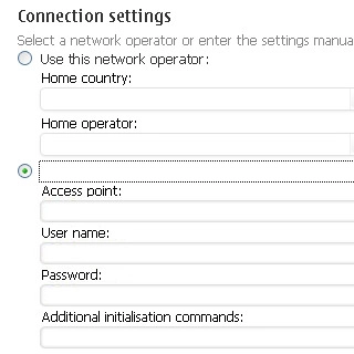 Click the field below Access point.Key in vfinternet.au