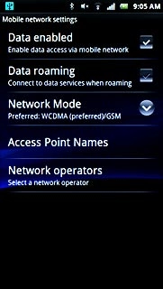 Press Data roaming to turn data roaming on or off.