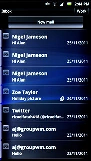 Press the required email message to read it.