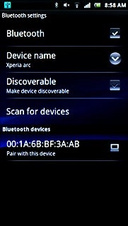 Press Dicoverable to turn Bluetooth visibility on or off.