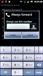 Key in +61414121121 and press Enable.A request to change the setting is sent to the network.