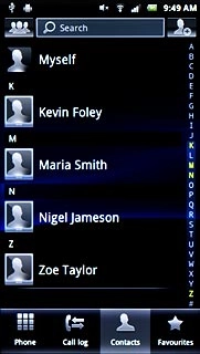 Press the required contact.The contact details are displayed.