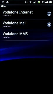 Press the field next to Vodafone Mail to activate the data connection.