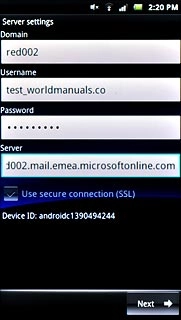 Press Use secure connection (SSL) to turn SSL encryption on or off.