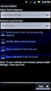 Press Notify when email arrives to turn the function on or off.
