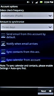 Press Sync contacts from this acc. to turn the function on or off.