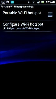 Press Portable Wi-Fi hotspot to turn on the Wi-Fi hotspot.
