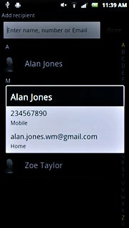 Press the required phone number or the required email address.